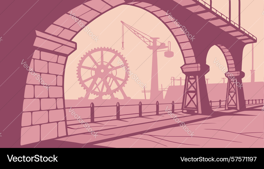 Abstract archway with intricate gears Vector Image