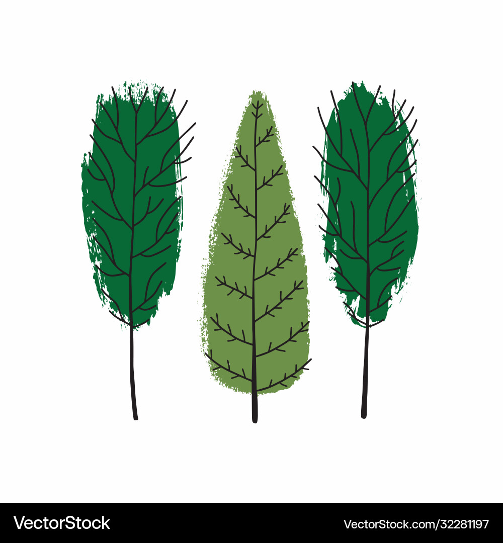 Art sketching set trees symbols Art sketching set trees symbols Vector Image