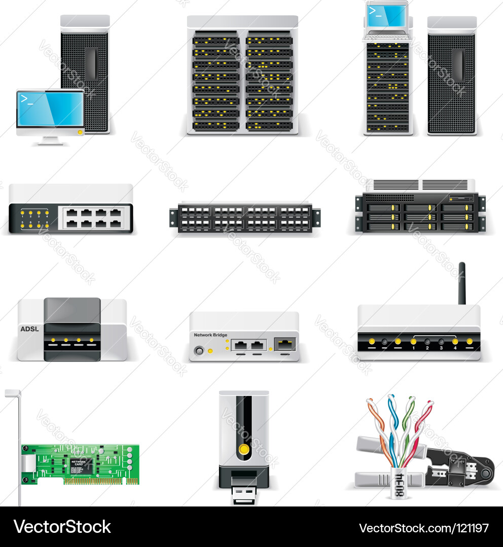 Computer Hardware Icons vector image