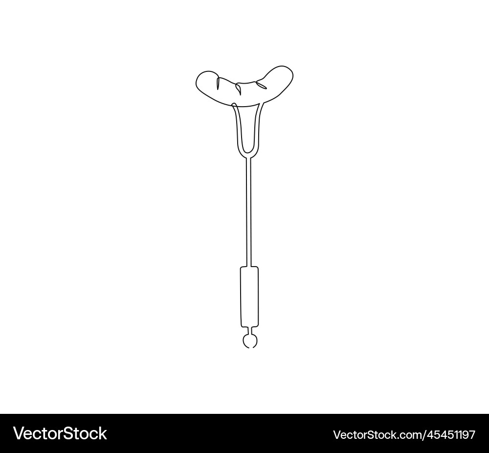 Continuous line drawing of sausage with fork Vector Image