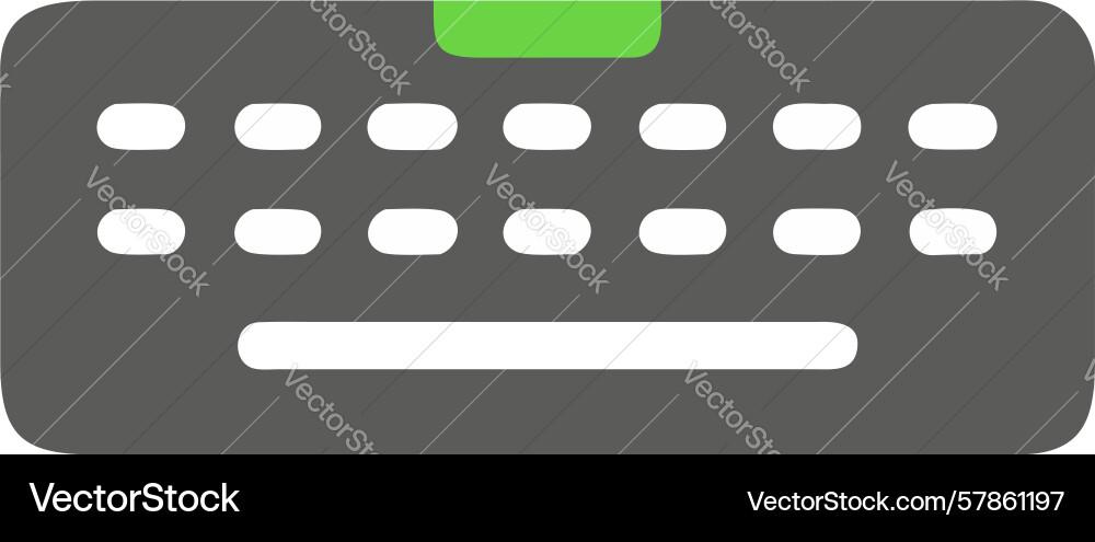Dark keyboard with green indicator for active vector image