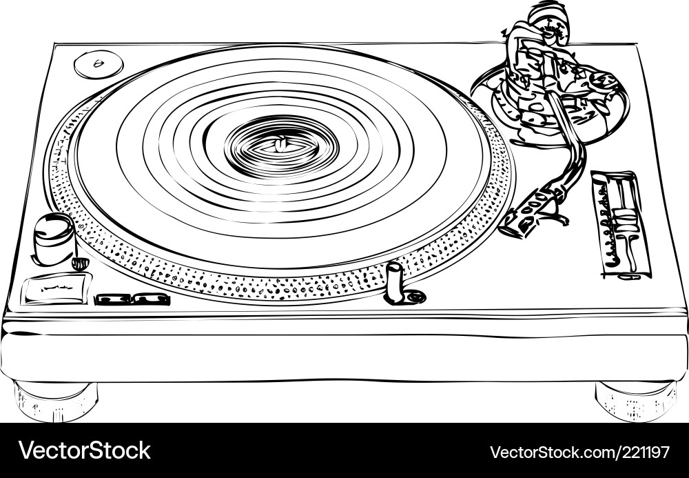 Dj Turntable Sketch vektorbild