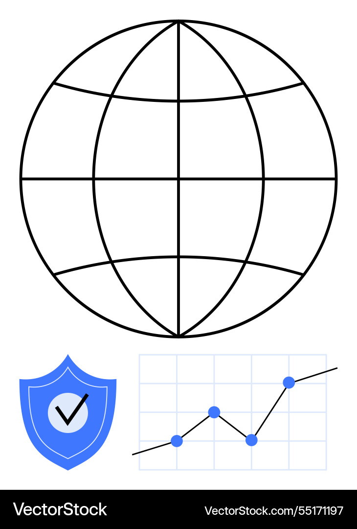 Globales Netzwerk mit Datenanalyse und Sicherheit Vektorbild