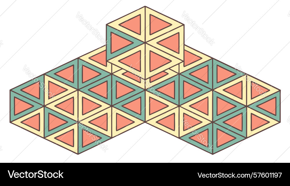 Isometric geometric cube stack in colorful vector image