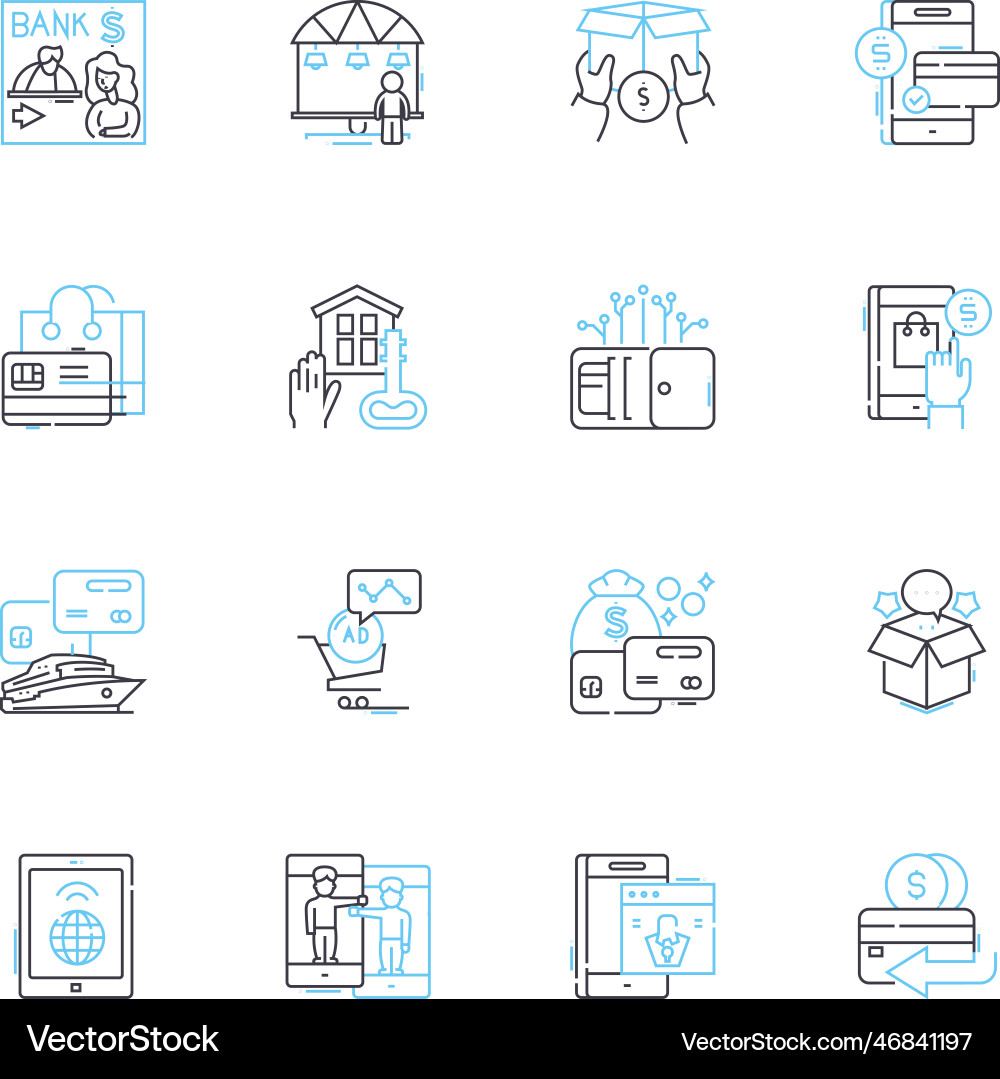 Mobile payments linear icons set transactions Mobile payments linear icons set transactions vector image