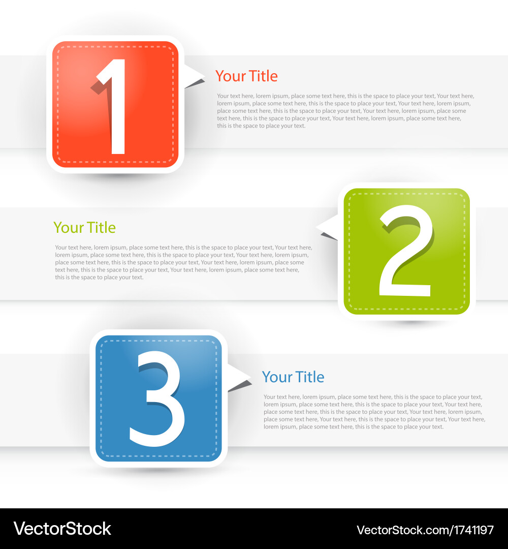 One two three colorful paper progress steps for tu vector image