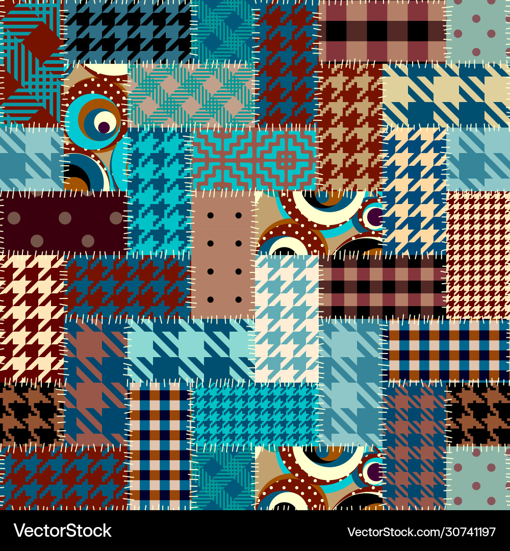 Patchwork textile pattern seamless quilting Patchwork textile pattern seamless quilting Vector Image