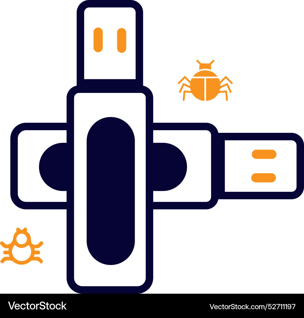 Pendrive bug virus usb flash computer drive Vector Image