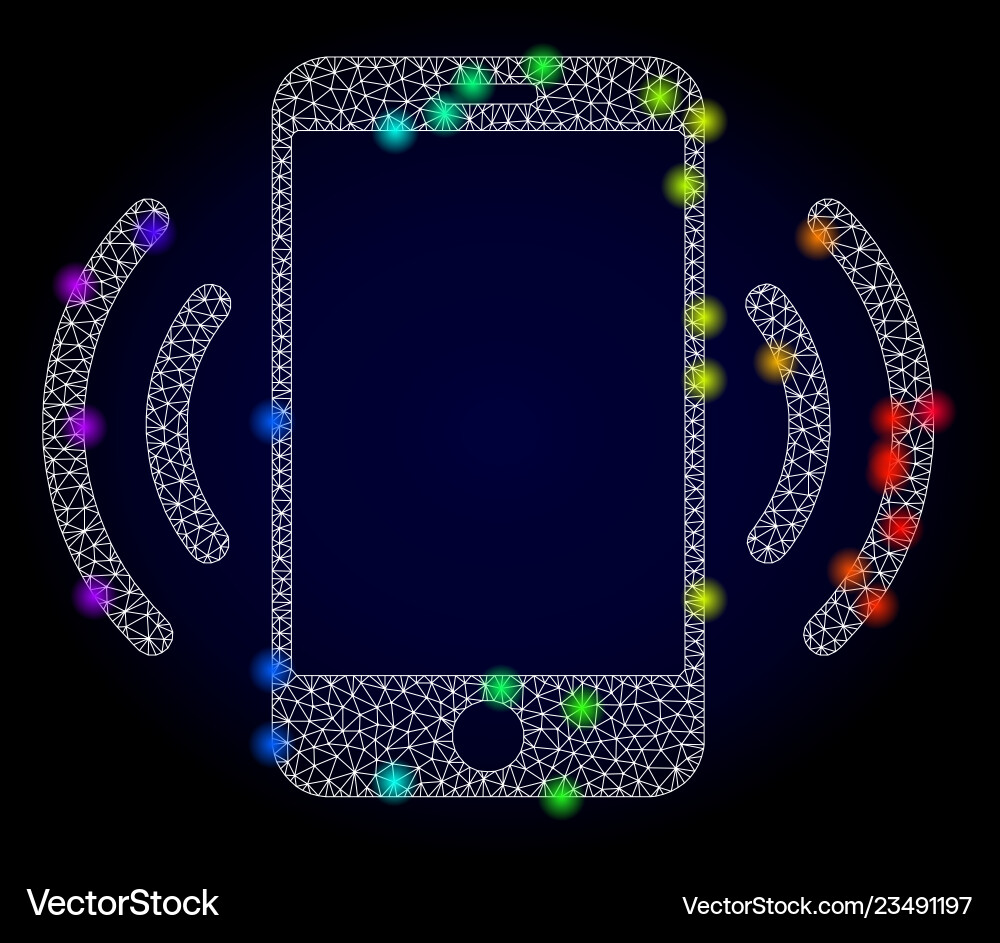 Wire frame mesh cellphone vibration Wire frame mesh cellphone vibration vector image