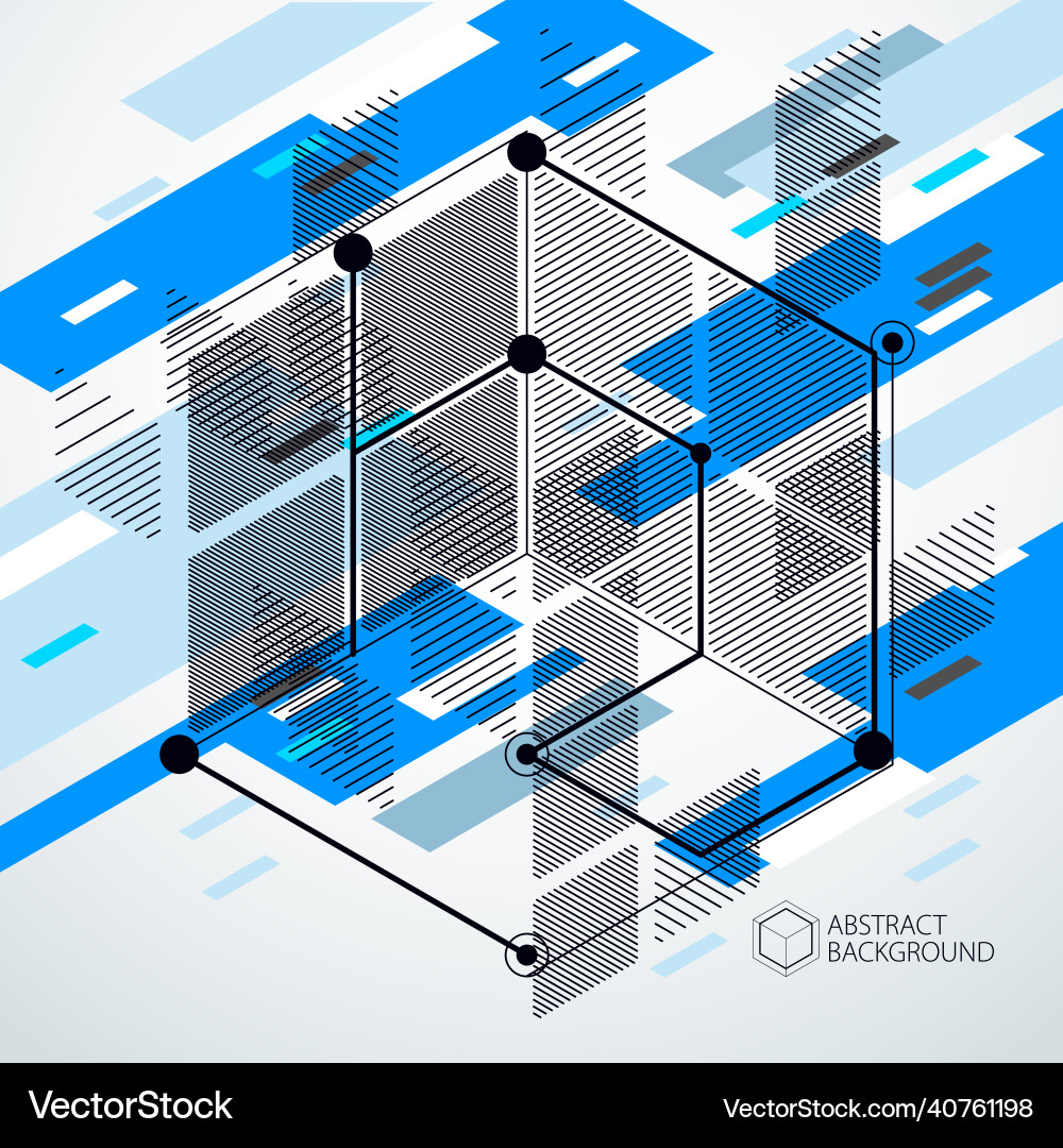 Abstract geometric 3d cube pattern and blue Vector Image