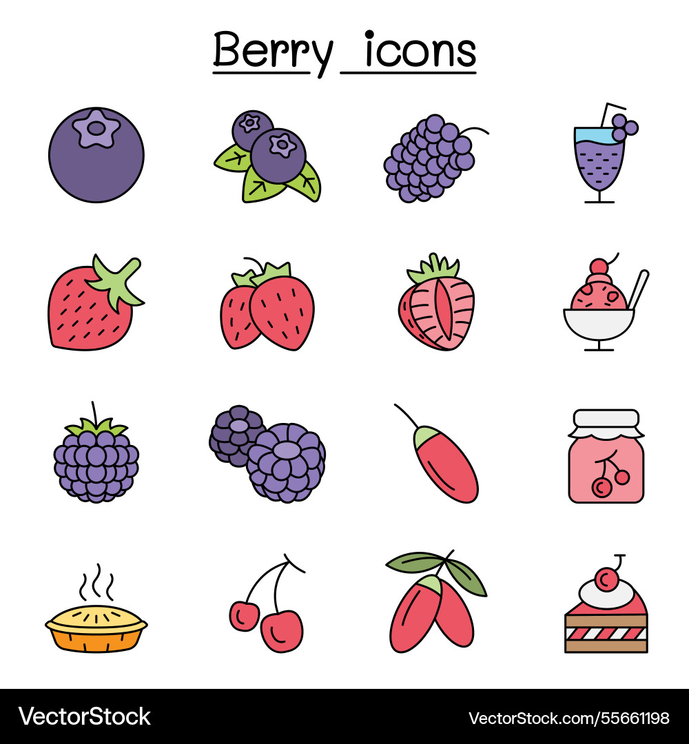 Berry icon set in color line style Berry icon set in color line style vector image