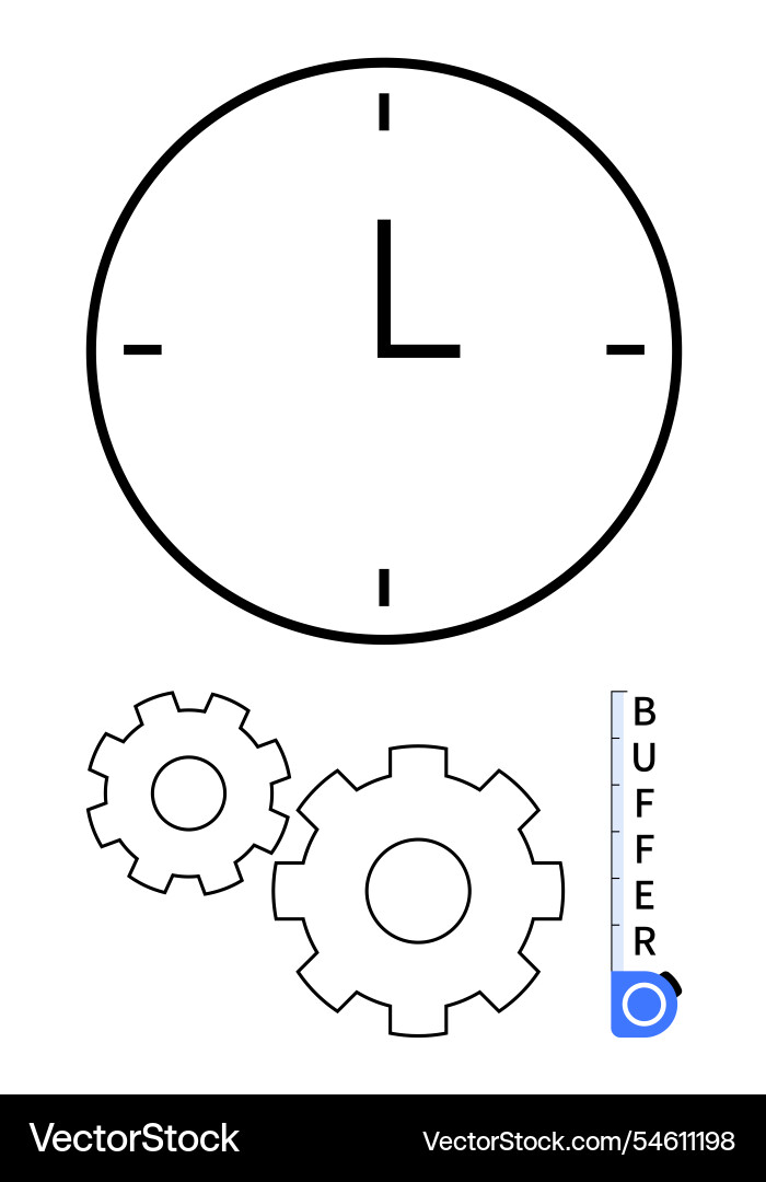 Clock face with gears and buffer gauge Clock face with gears and buffer gauge vector image