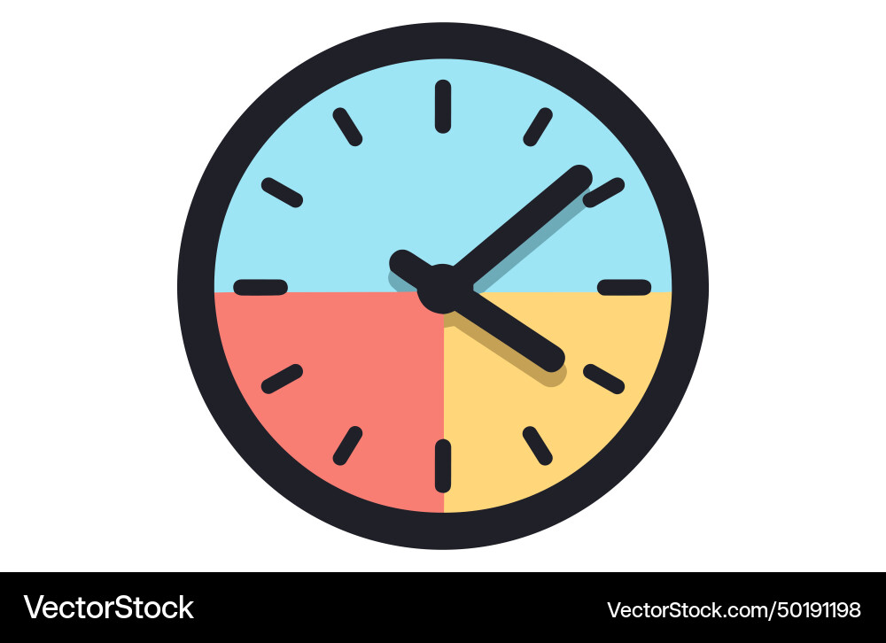 Clock icon in flat style timer on color background Clock icon in flat style timer on color background vector image