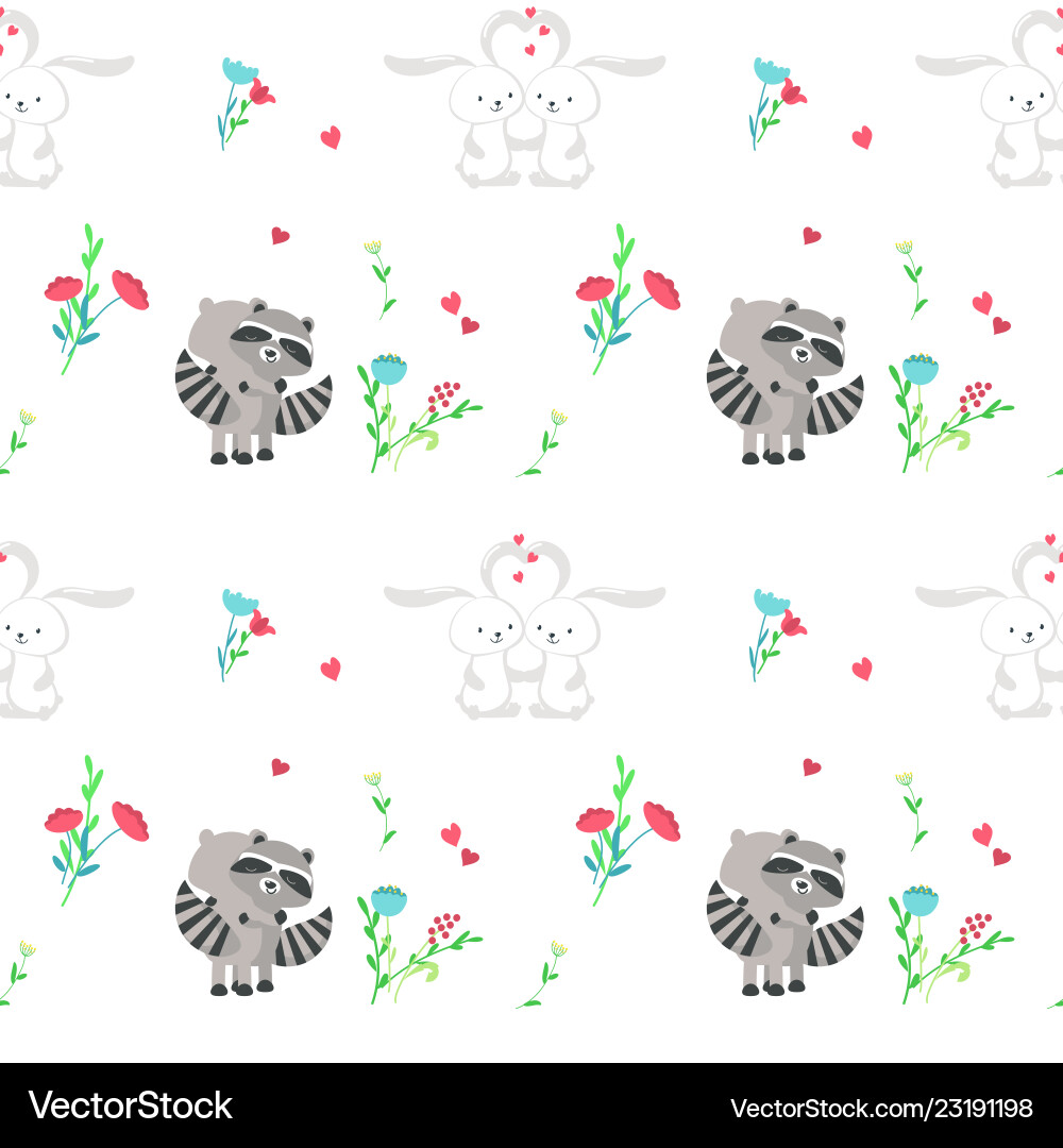 Cute Animal Couples Pattern vector image