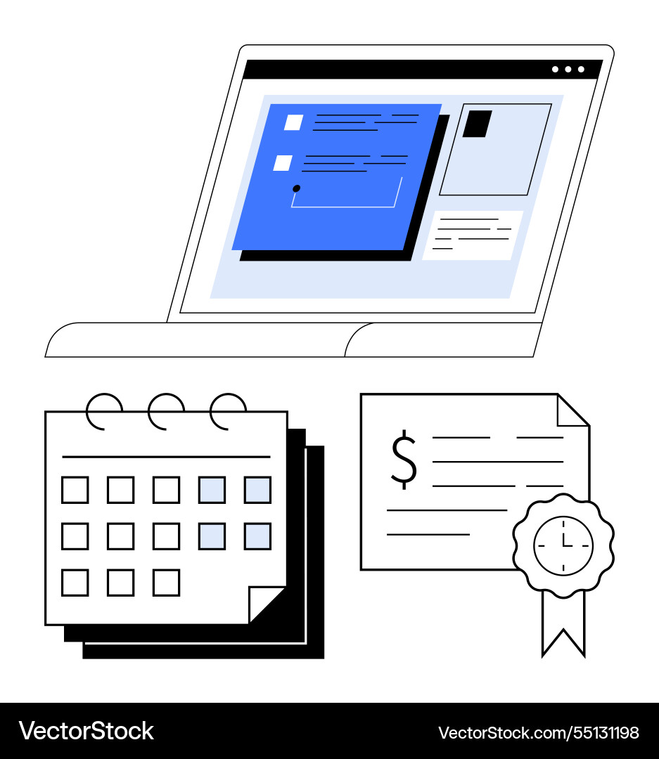 Digital workflow and planning with calendar vector image