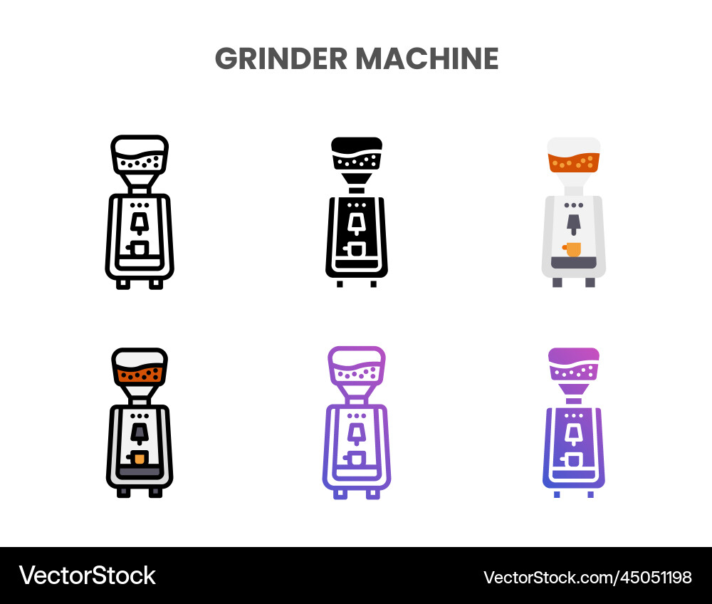 Grinder machine icons set with different styles Grinder machine icons set with different styles vector image