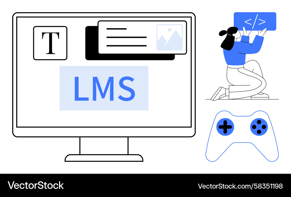 Interactive Learning & LMS Concepts Vector Image