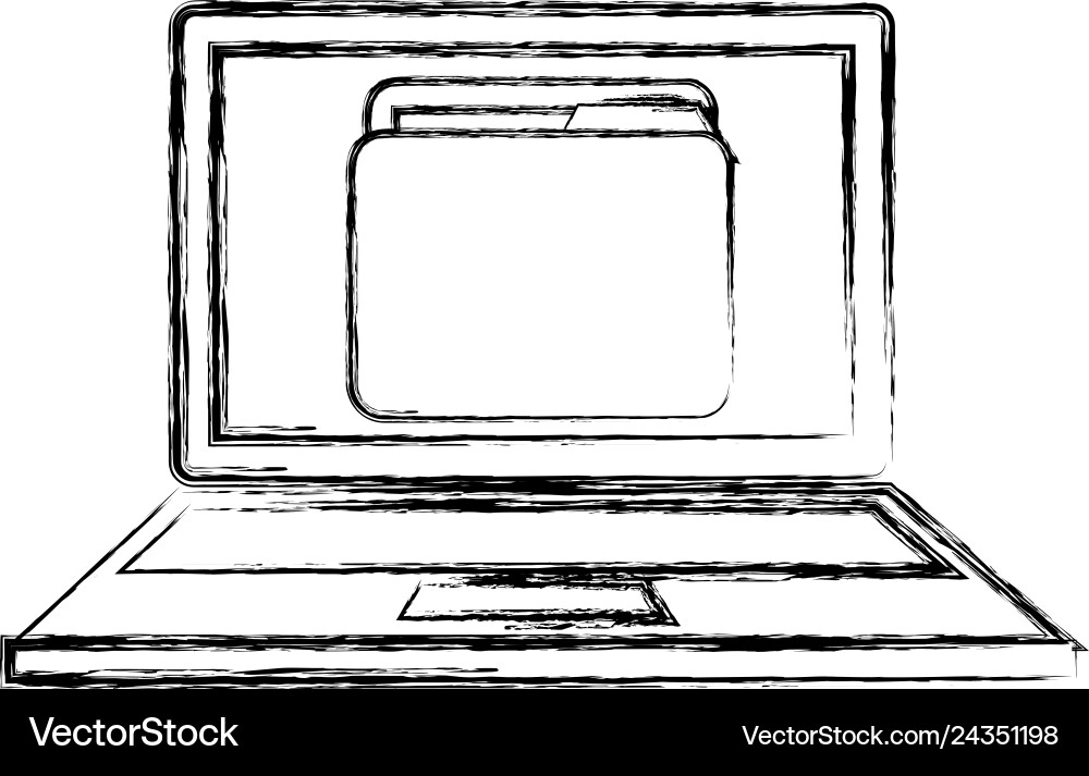 Laptop computer with folder Vector Image