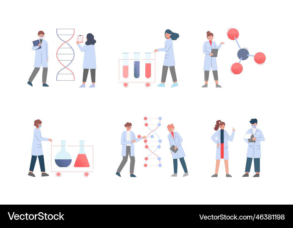 Scientist in lab with tiny people character vector image