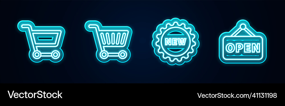 Set line shopping cart price tag with text new Vector Image