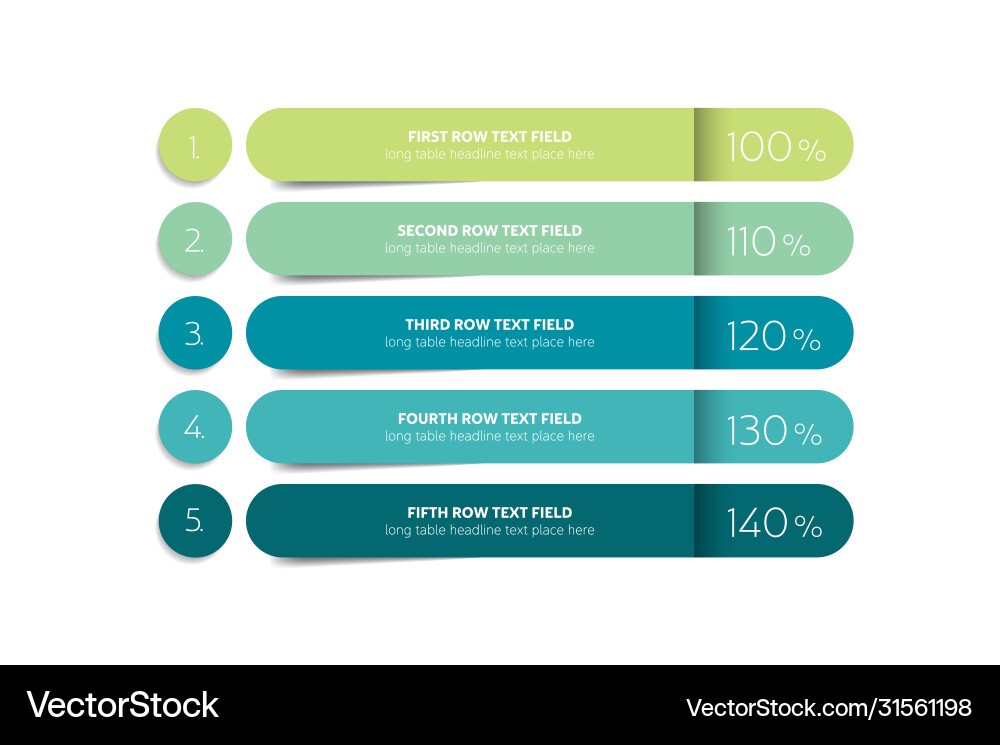 Table schedule design template with 5 row banner Table schedule design template with 5 row banner vector image