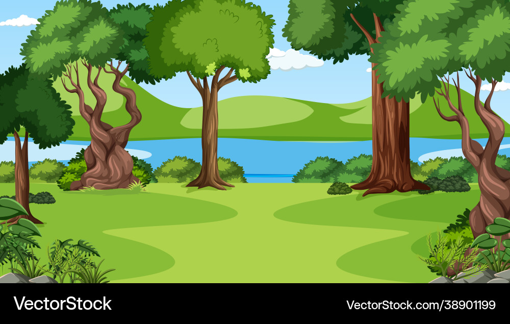 Blank forest at daytime scene with various Vector Image