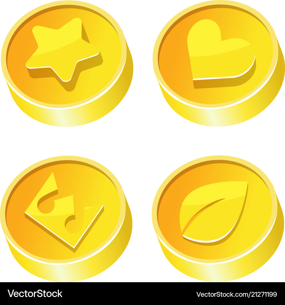 Cartoon money coins icon set with symbols Cartoon money coins icon set with symbols vector image