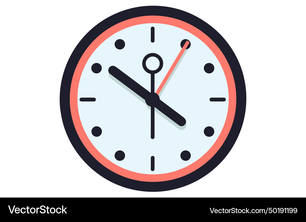Clock icon in flat style timer on color background vector image