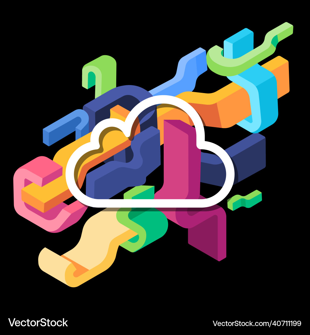 Cloud computer icon technology virtual internet vector image
