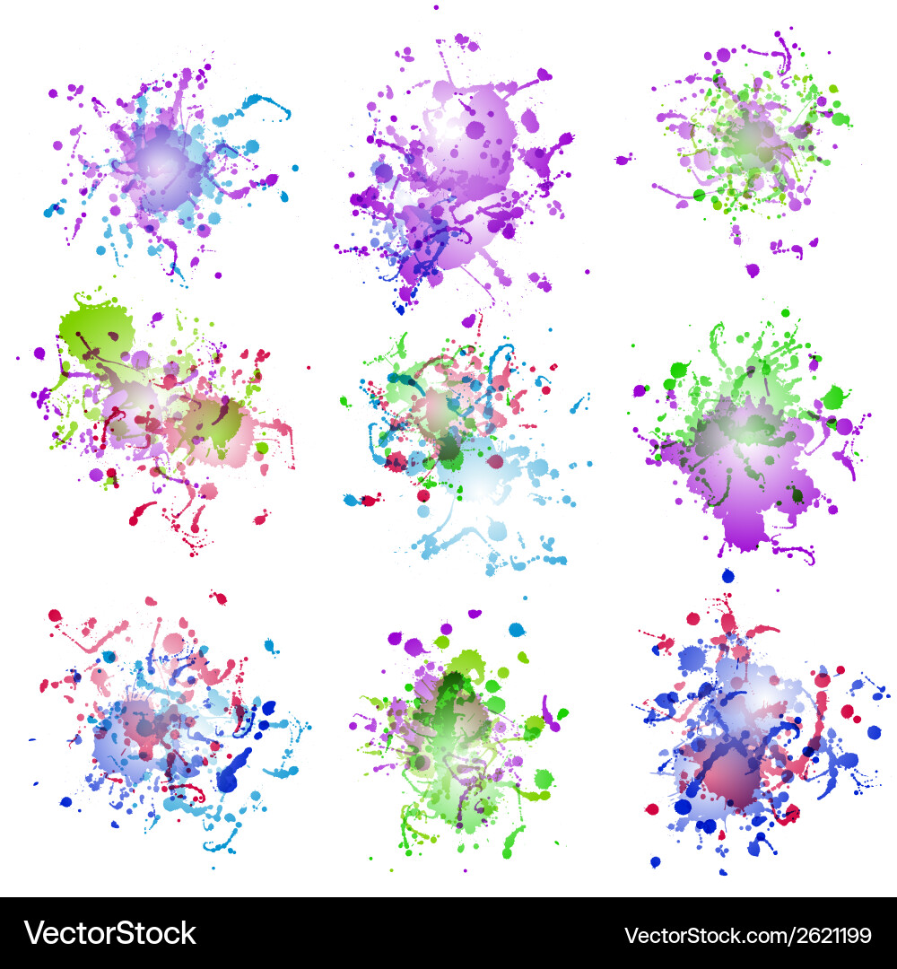 Colorful paint splashes on white plus eps10 Vector Image