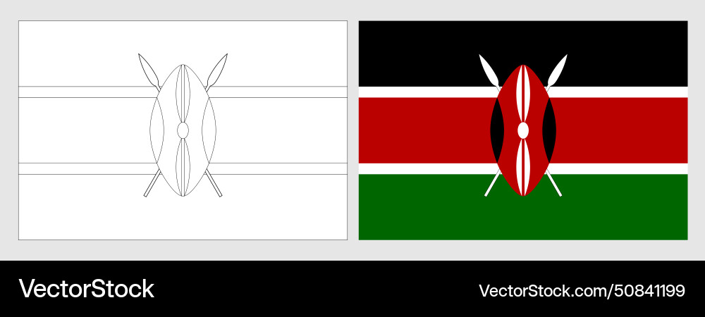 Coloring flag set of kenya Royalty Free Vector Image