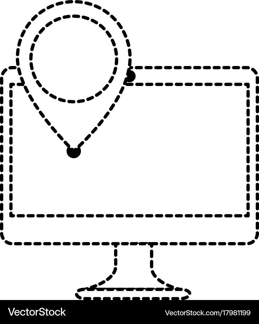 Computer mit Pointer-Standort isoliert Icon vektorbild