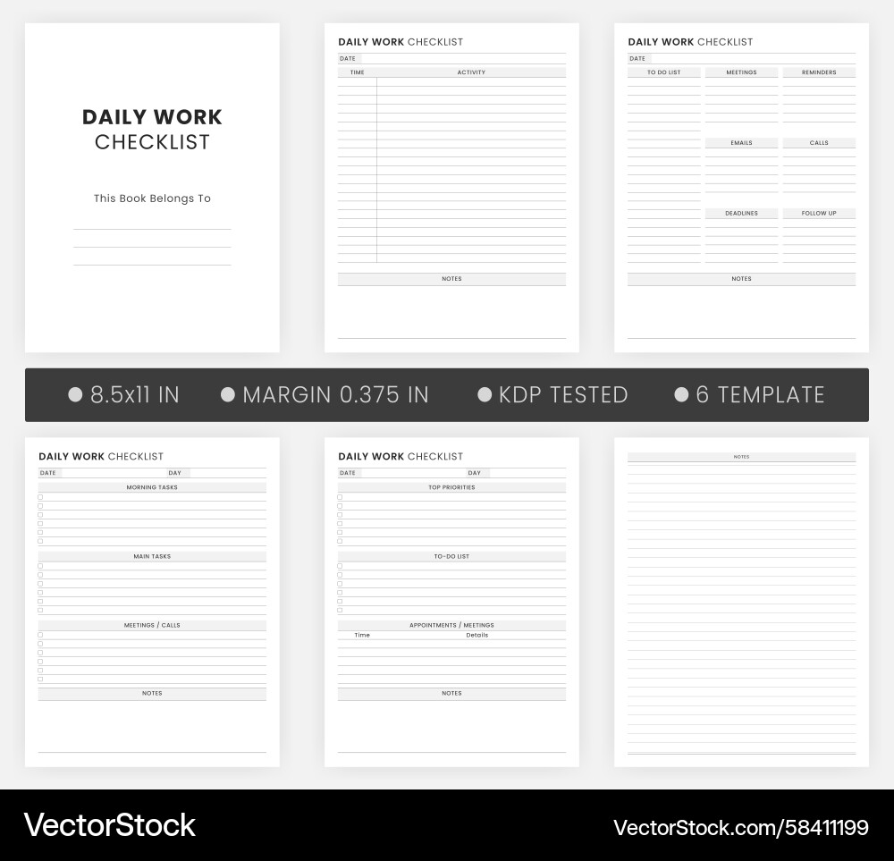 Daily Work Task Tracker Vector Image