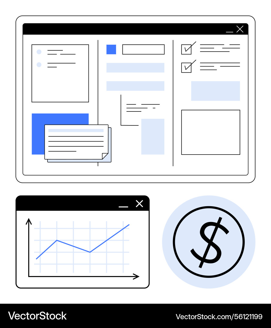 Digital dashboard with data visualization Digital dashboard with data visualization vector image