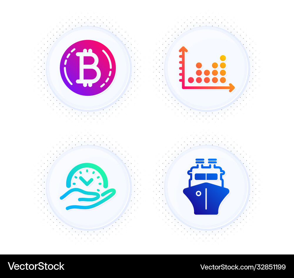 Dot plot safe time and bitcoin icons set ship Dot plot safe time and bitcoin icons set ship vector image