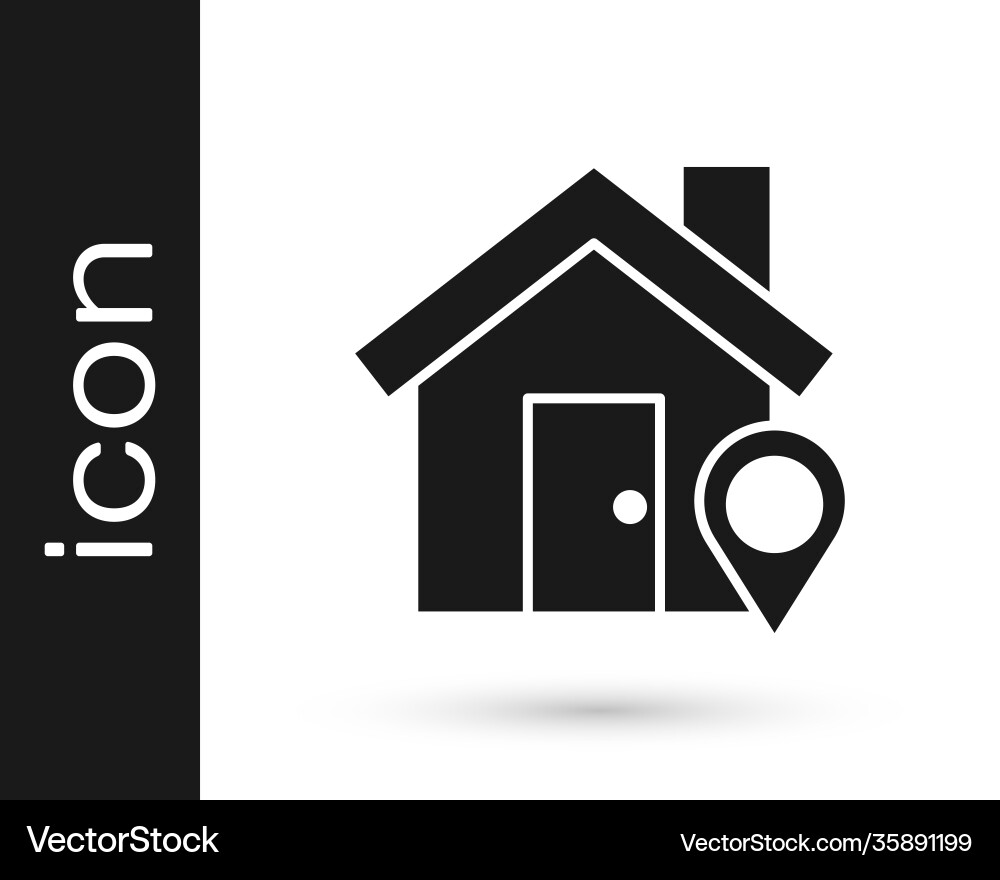 Grey map pointer with house icon isolated on white Grey map pointer with house icon isolated on white vector image