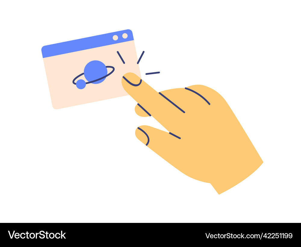 Hand and abstract browser window using internet Hand and abstract browser window using internet vector image
