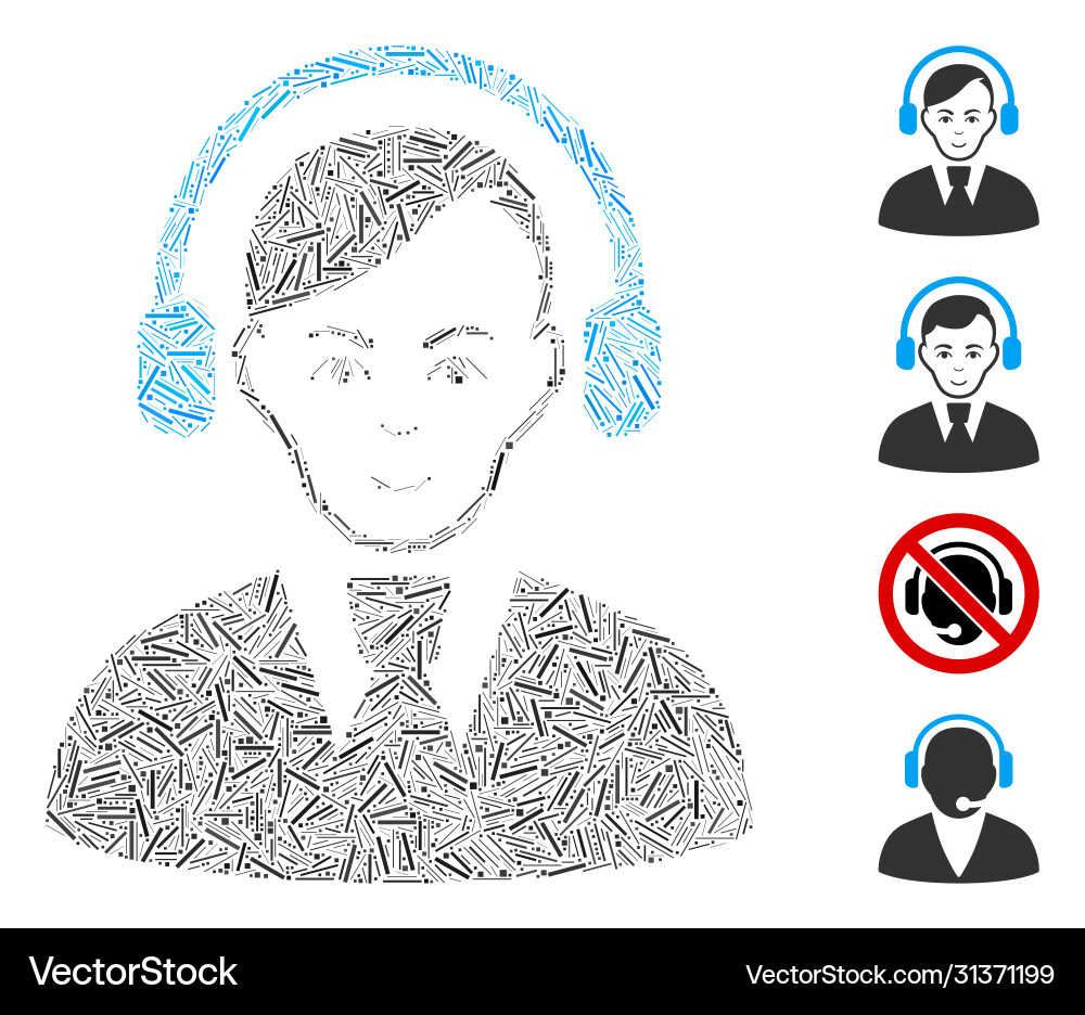 Hatch call center operator icon mosaic Vector Image