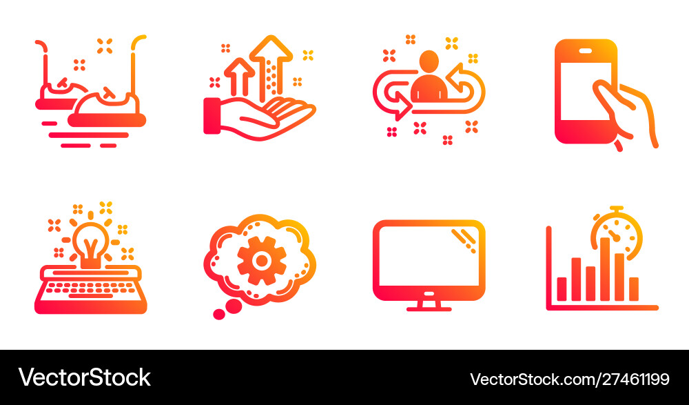 Hold smartphone analysis graph and computer icons Hold smartphone analysis graph and computer icons vector image