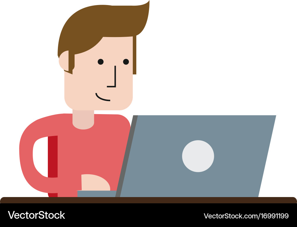Man using laptop computer icon image vector image