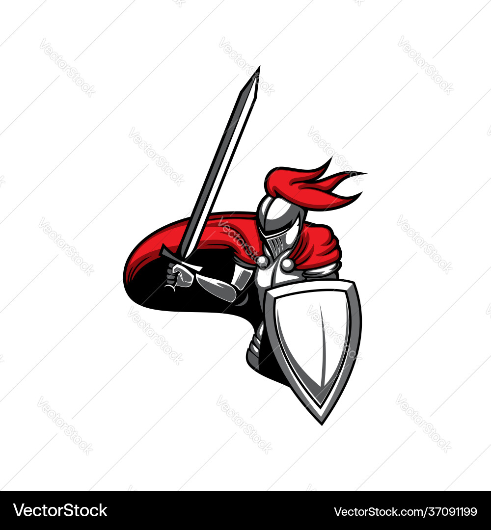 Medieval knight heraldic mascot icon Royalty Free Vector