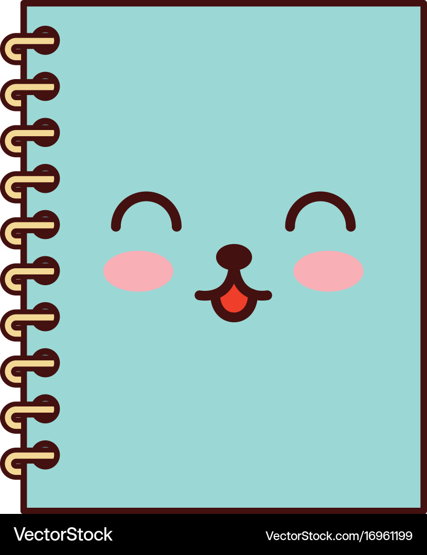 Notebook school kawaii character vector image