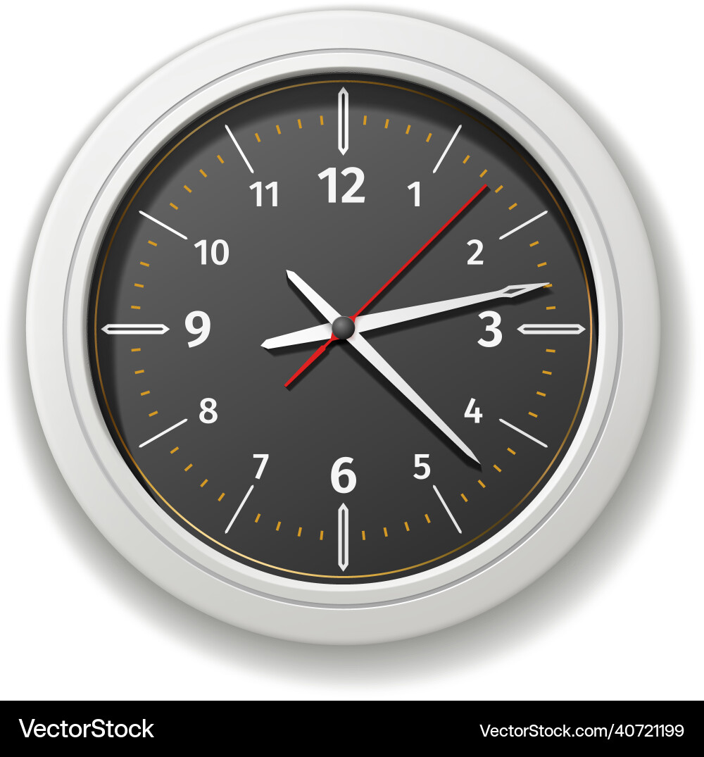 Realistic wall clock glass time watch device Realistic wall clock glass time watch device vector image