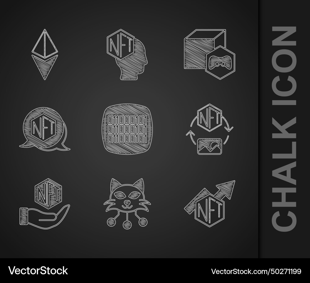 Set binary code nft digital crypto art growth bar Vector Image