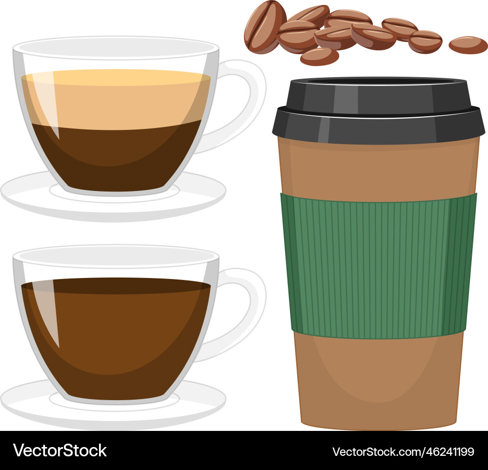 Set of coffee object isolated vector image