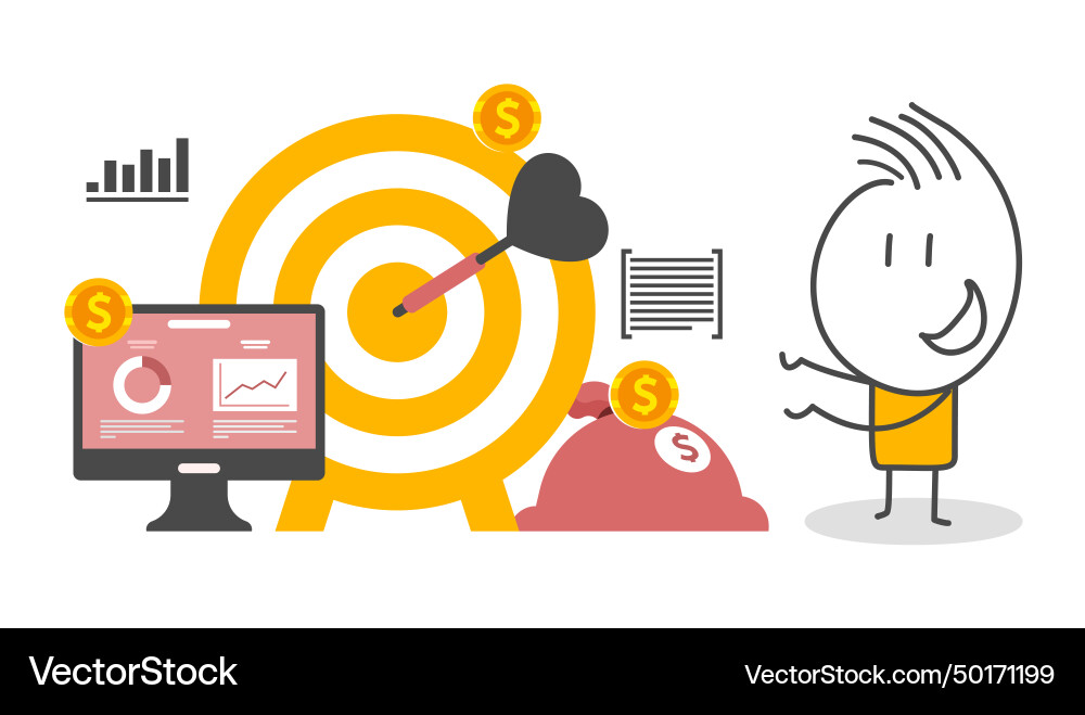 Stick figures earning hand drawn doodle line art Vector Image