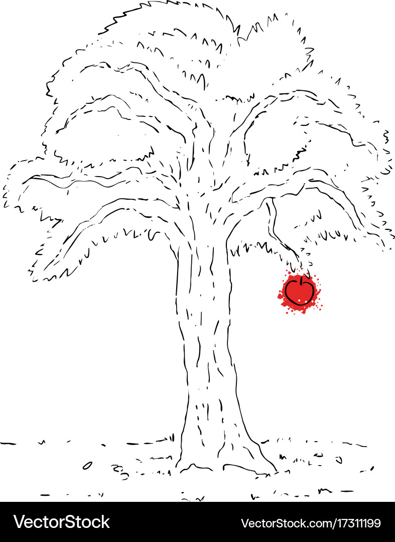 Tree and red apple Vector Image