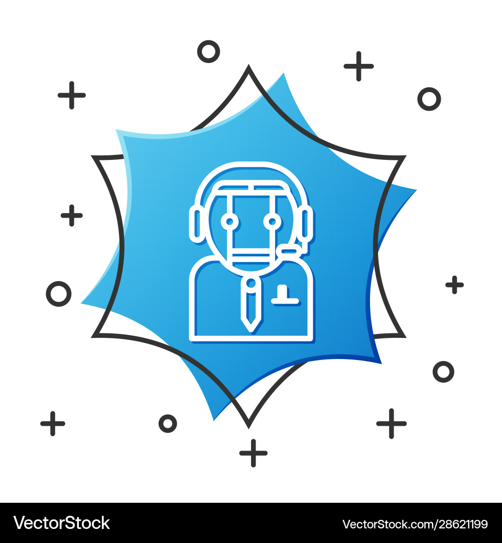 White line worker robot icon isolated on White line worker robot icon isolated on vector image