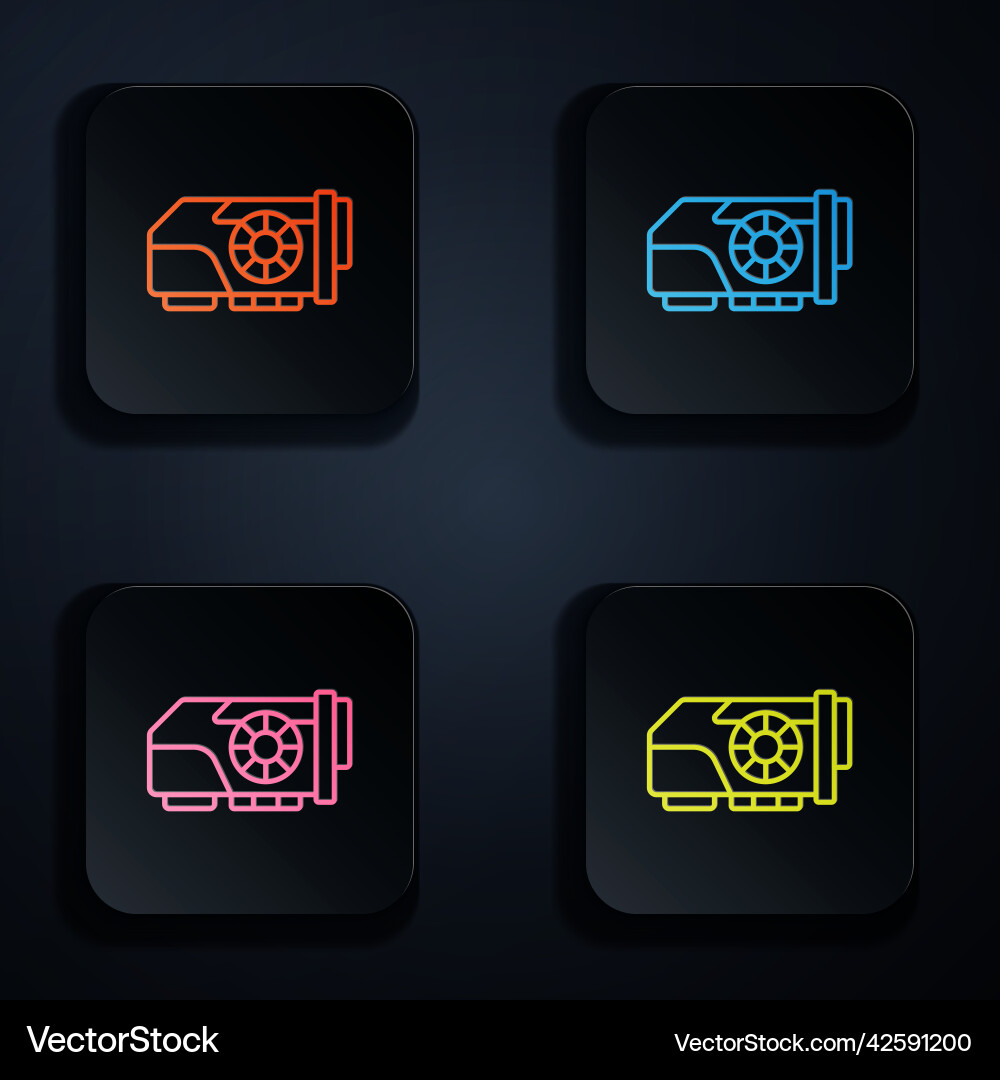 Color neon line video graphic card icon isolated Color neon line video graphic card icon isolated vector image