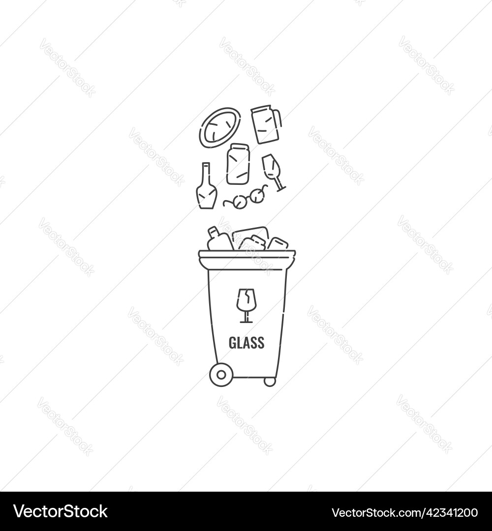 Container dumpster with glass garbage sorting vector image